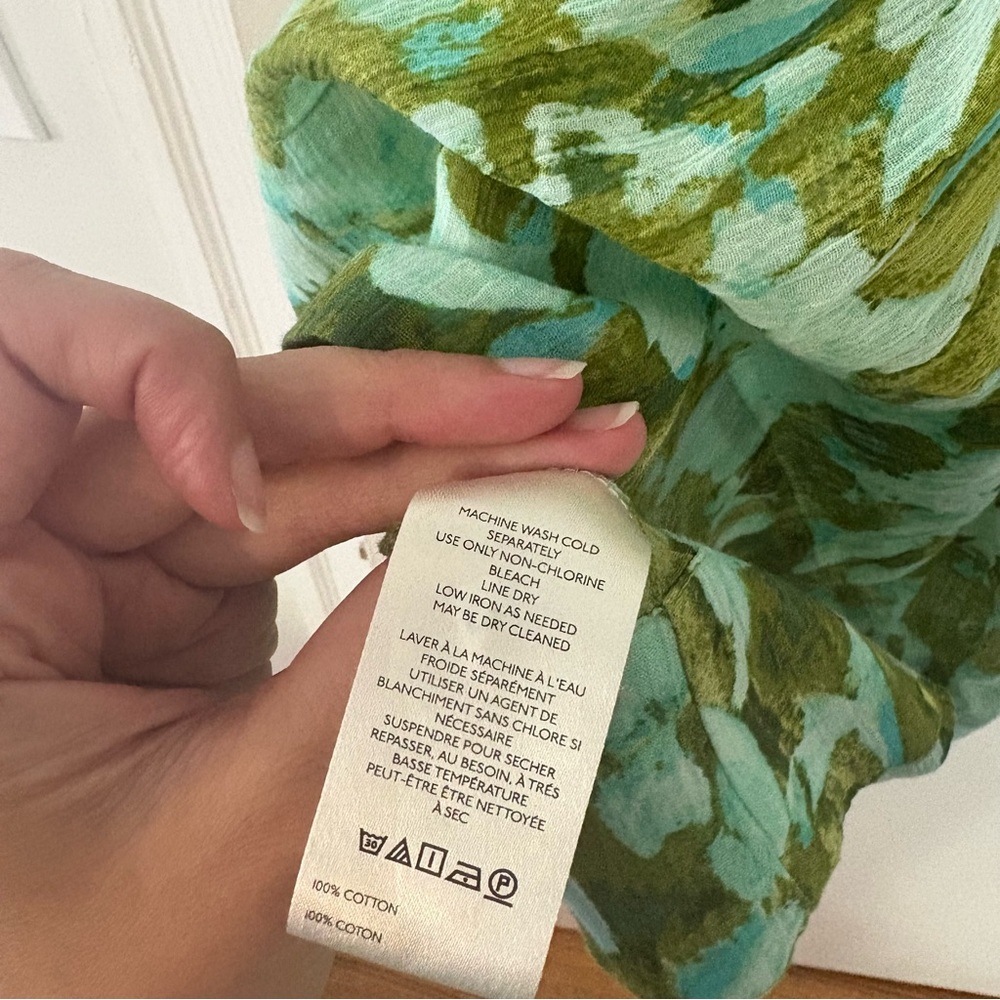 Anthropologie Green Motif Women's Tank Blouse - Picture 6 of 7